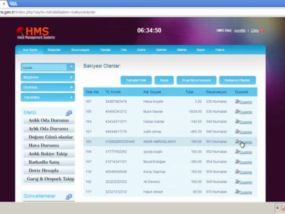 Tahsilat Programı HMS Otel Programı