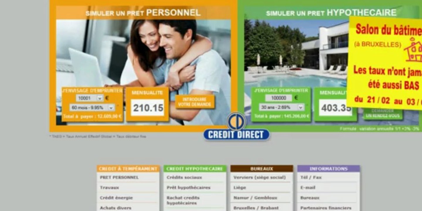 Credit direct Courtage prêt et financement belgique
