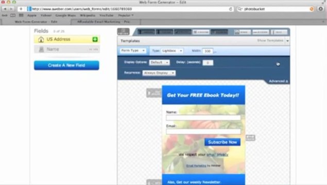How To Create an Optin Form with Aweber - Light Box - SEO Biz Group 2 of 2