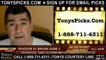 NHL Playoff Odds Game 2 Boston Bruins vs. New York Rangers Pick Prediction Preview 5-18-2013