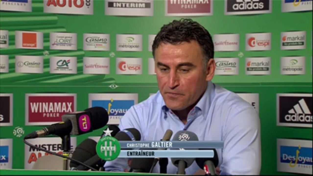Conférence de presse AS Saint-Etienne - Olympique de Marseille : Christophe  GALTIER (ASSE) - Elie BAUP (OM) - saison 2012/2013