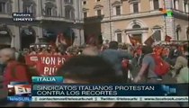 Sindicatos italianos protestan contra recortes y medidas de austeridad