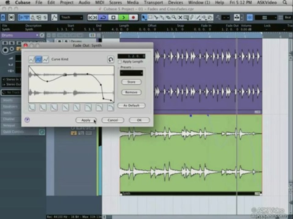 CURSO EN DVD CUBASE 5 TUTORIAL DVD LEVEL 2 - CLASE 02 - FADES Y CROSSFADES