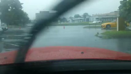 Red Autocross in Rain