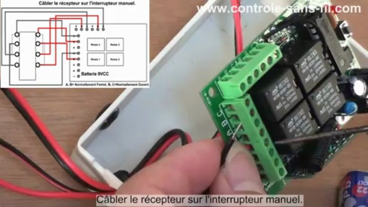 Comment utiliser Émetteur Récepteur Sans Fil pour remplacer l’interrupteur manuel du treuil
