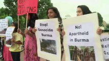 Demonstrators protest Myanmar president's White House visit