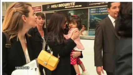 Aishwarya Rai Bachchan w/daugher Aaradhya arrive for Cannes 2013