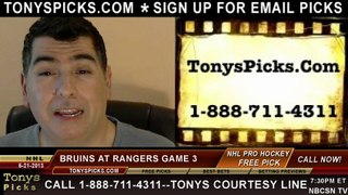 NHL Playoff Odds Game 3 New York Rangers vs. Boston Bruins Pick Prediction Preview 5-21-2013