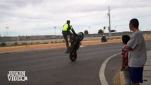 Wheelie Into Food Cart | Moto Stunt Fail