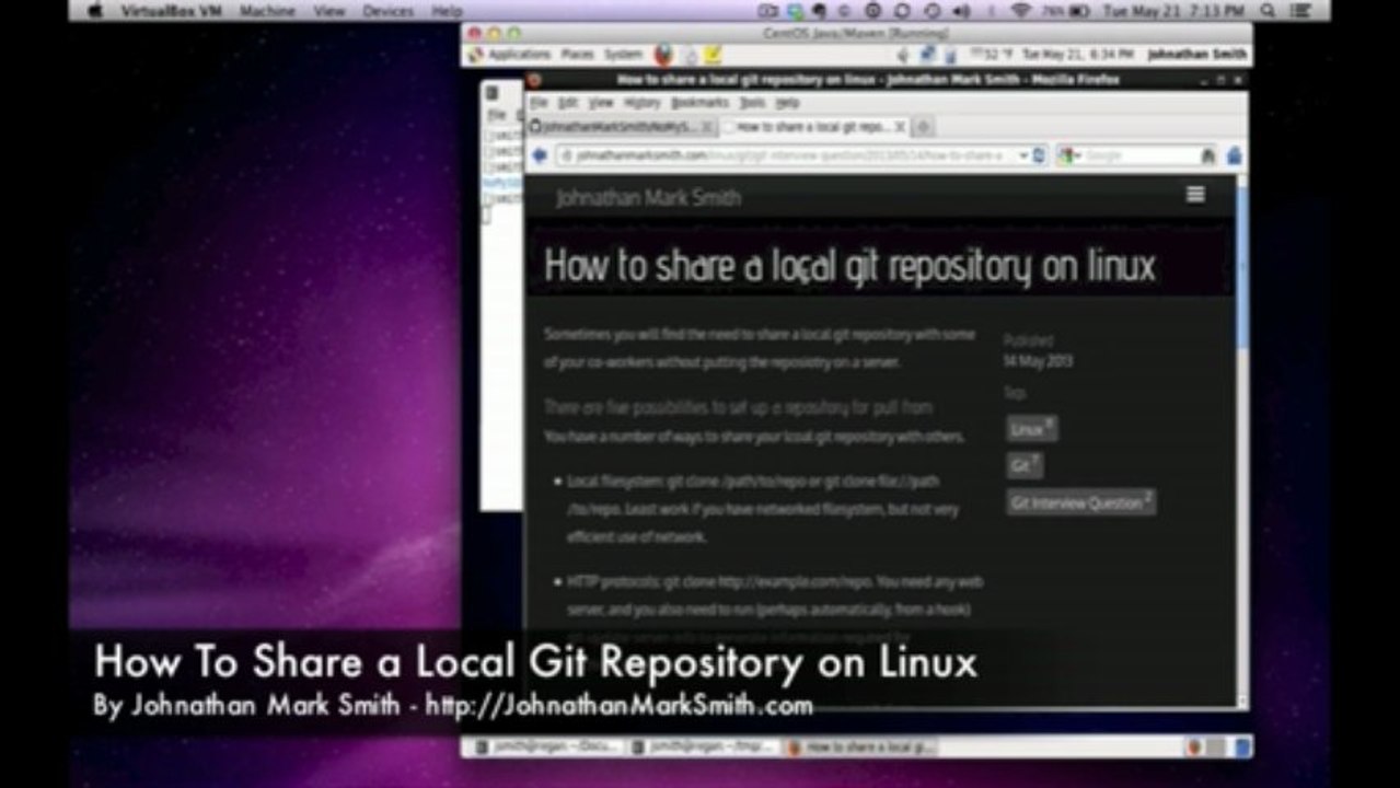 Sharing Local Git Repository on Linux By Johnathan Mark Smith