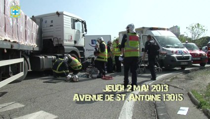 BMPM: Accident scooter/poids lourd Avenue de St.antoine