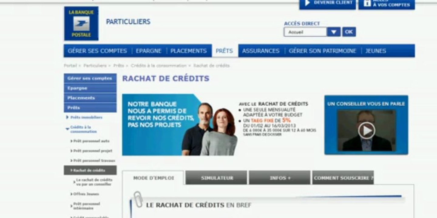 Rachat de crédit la banque postale restructuration de dettes