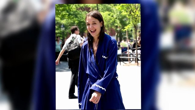 Katie Holmes Gets Soaked in a T-Shirt While Playing in a Fountain
