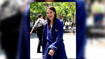 Katie Holmes Gets Soaked in a T-Shirt While Playing in a Fountain