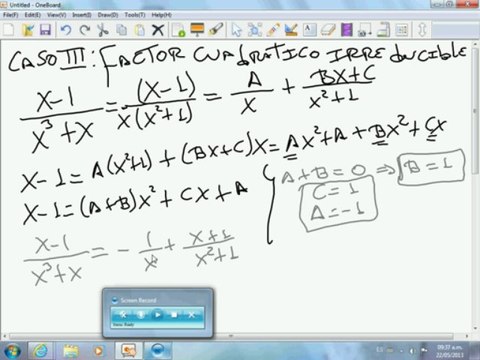 Fracciones parciales caso III ejercicio