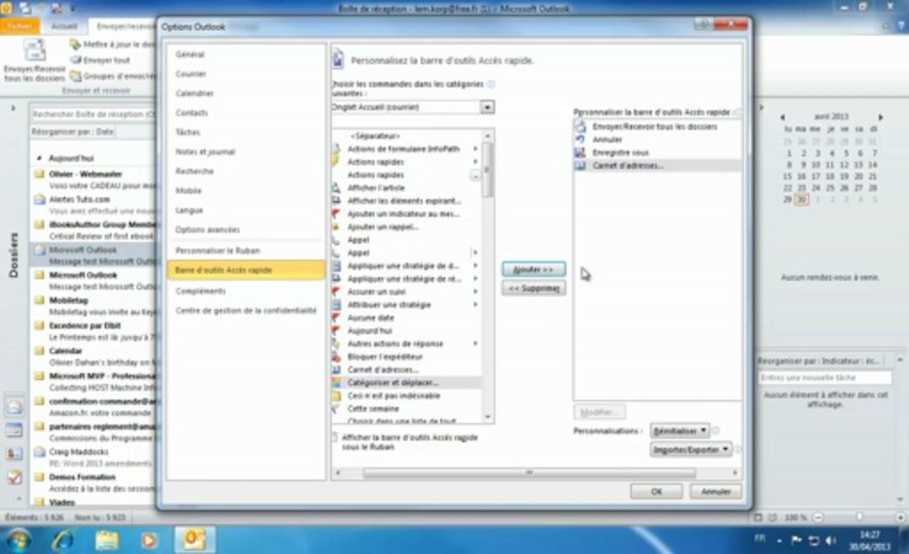 Microsoft Outlook | barre outils acces rapide - Vidéo Dailymotion