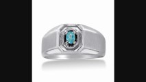 14ct Oval Blue Topaz Mens Ring Crafted In Solid White Gold Review