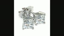 1 14ct Fine Quality Princess Diamond Stud Earrings In 14k White Gold Review