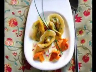 Raviolis noix-jambon, crème au citron