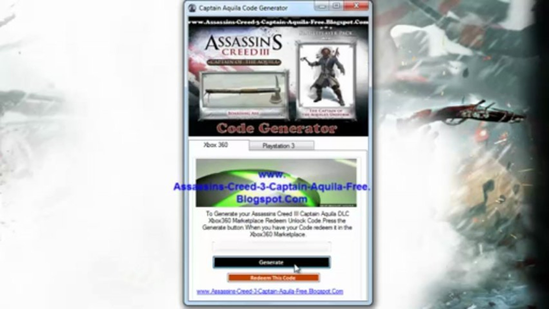 How to Get Redeem Codes Assassins Creed III Captain Aquila DLC - video  Dailymotion