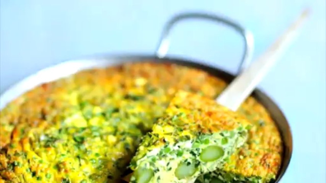 Frittata aux asperges et aux petits pois