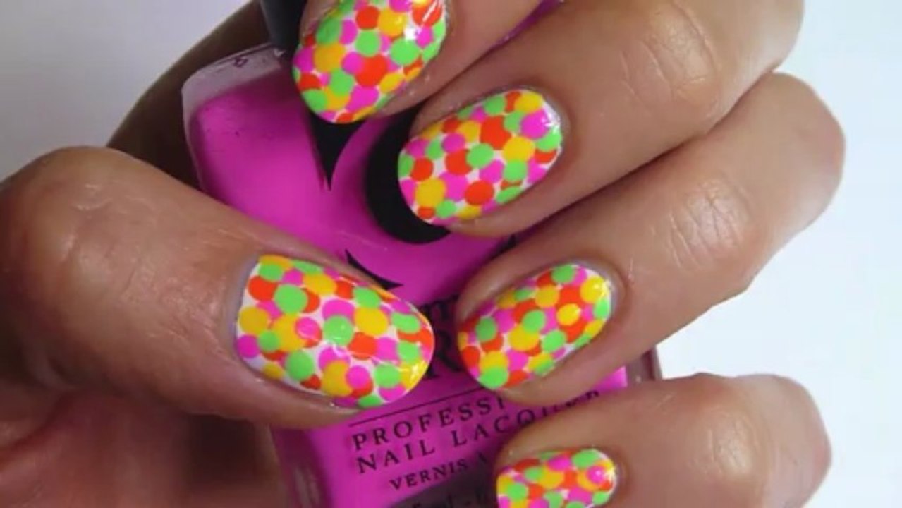 EASY Neon Dotted Nail Art
