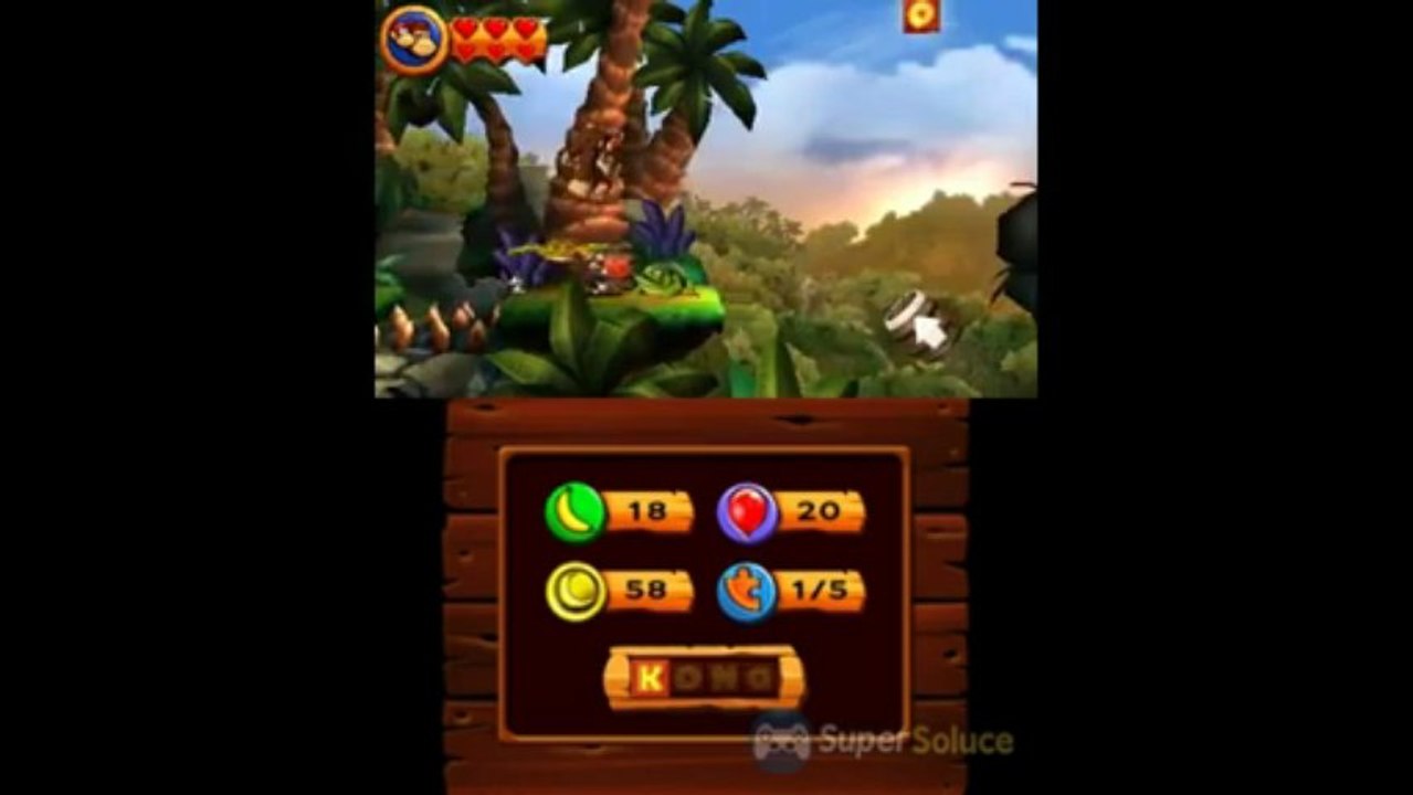 Soluce Donkey Kong Country Returns 3D : 1-5 Canons de la Canopée