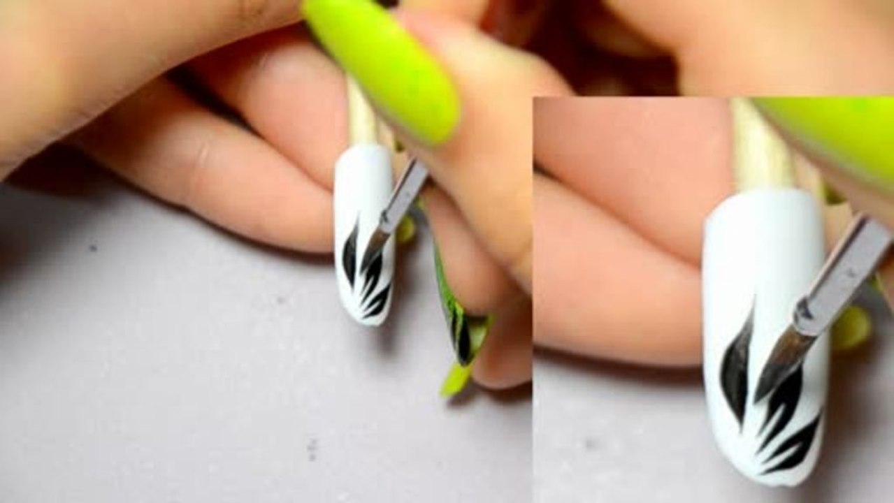 TUTO pinceau Nail art: goutte spirale fleur