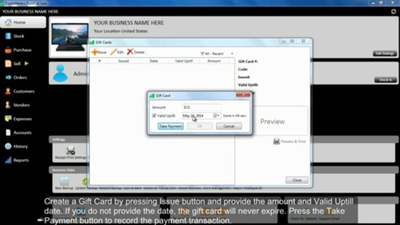 TradeMeters POS V3 Gift Cards