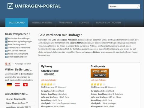 Umfragen Geld verdienen