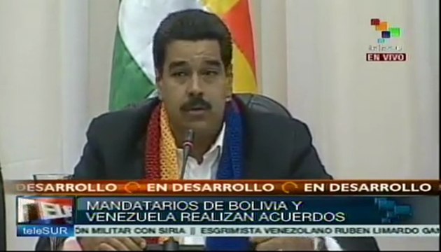 Presidentes Evo Morales y Nicolás Maduro realizan acuerdos