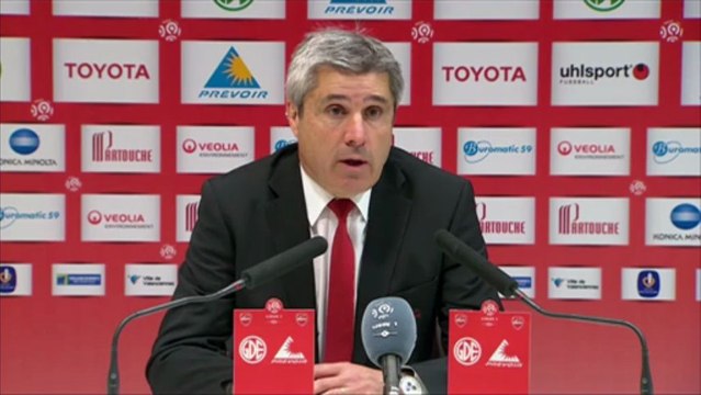 Conférence de presse Valenciennes FC - ESTAC Troyes : Daniel SANCHEZ (VAFC) - Jean-Marc FURLAN (ESTAC) - saison 2012/2013