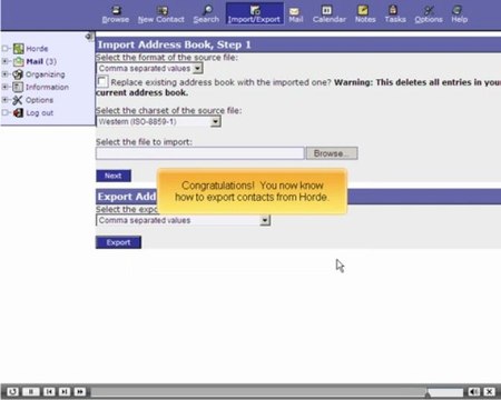 Horde Exporting contacts 8 Horde