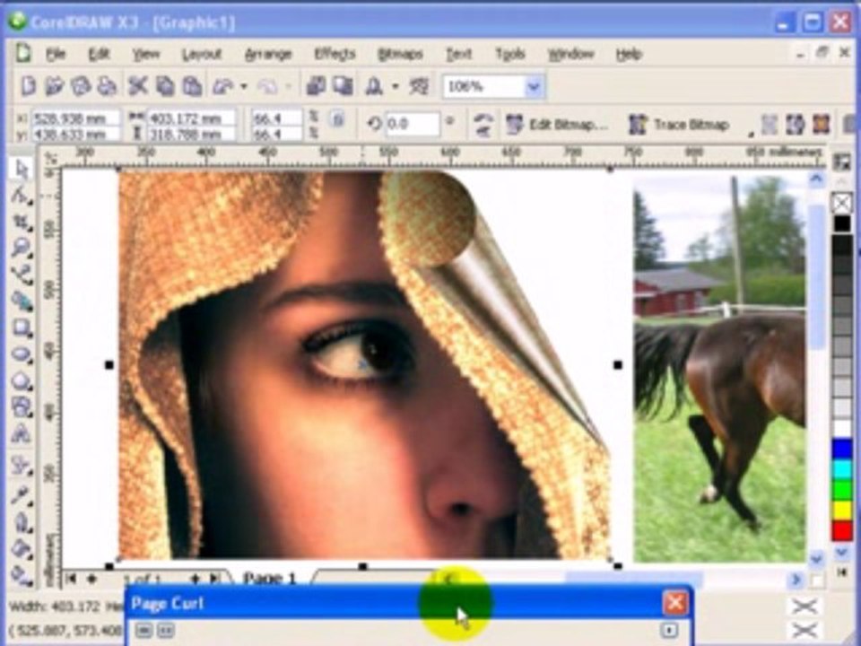 Blur and page curl effect