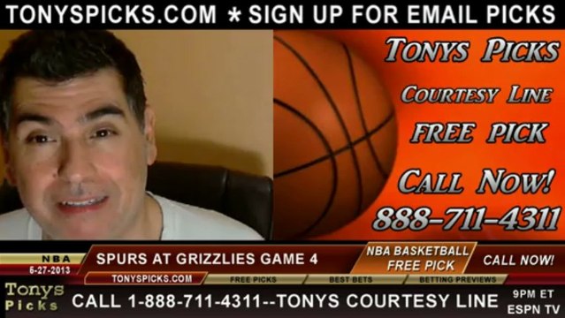 NBA Game 4 Pick Prediction Memphis Grizzlies versus San Antonio Spurs Odds Playoff Preview 5-27-2013