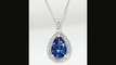 Ftd 158 Ct. Created Sapphire Pear Drop Sterling Silver Pendant Necklace  Good