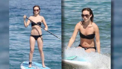 Olivia Wilde Paddle Boards in Hawaii