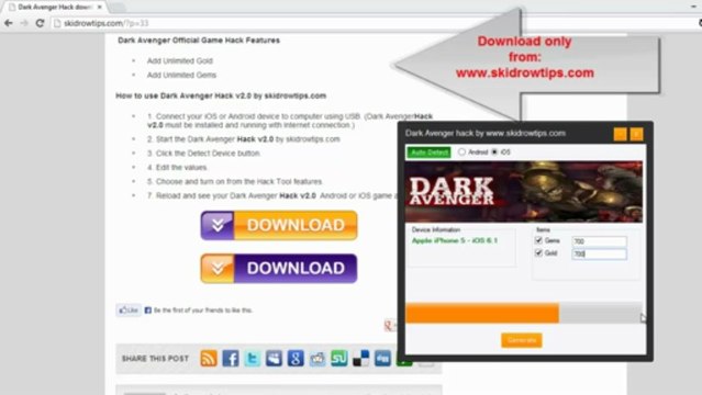 Dark Avenger Hack Cheat tool adder 2013 free download [iOS][Android]