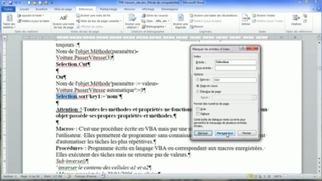 Word | Correction du TP 7