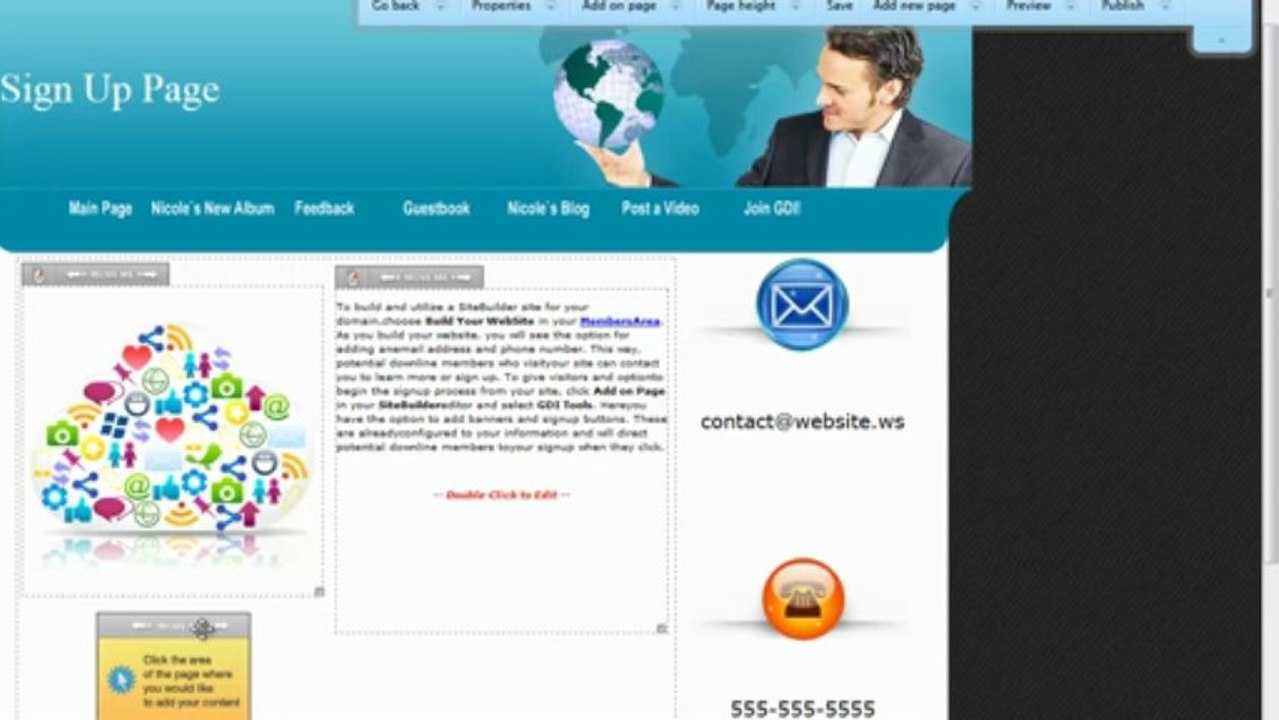 Add a Sign Up Button to a SiteBuilder Page