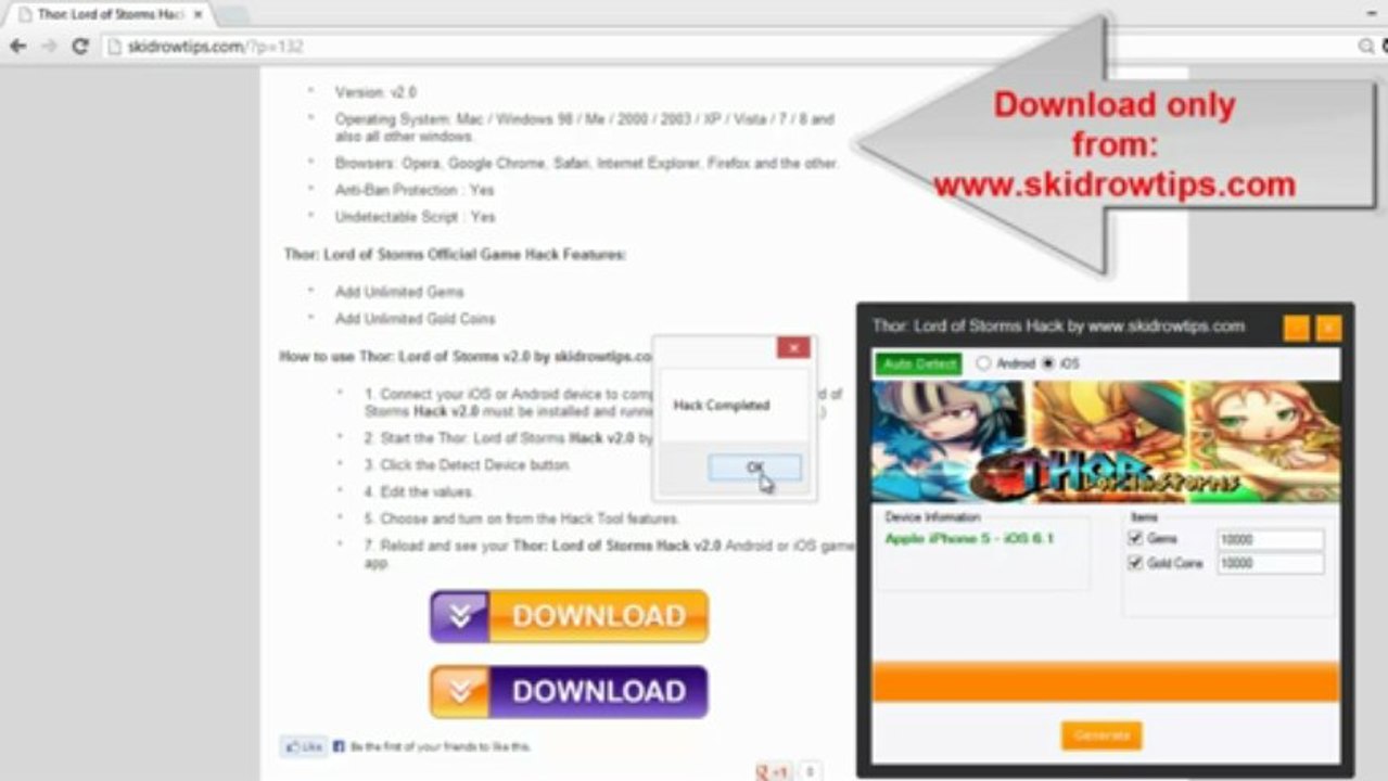 Thor: Lord of Storms Hack Adder Generator Download 2013 [Gems][Coins]