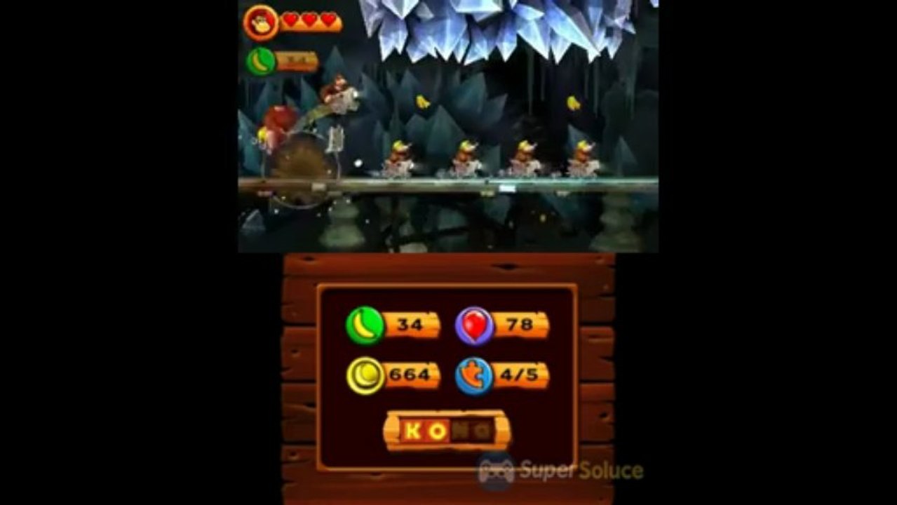 Soluce Donkey Kong Country Returns 3D : 4-3 Voie de l'Effroi