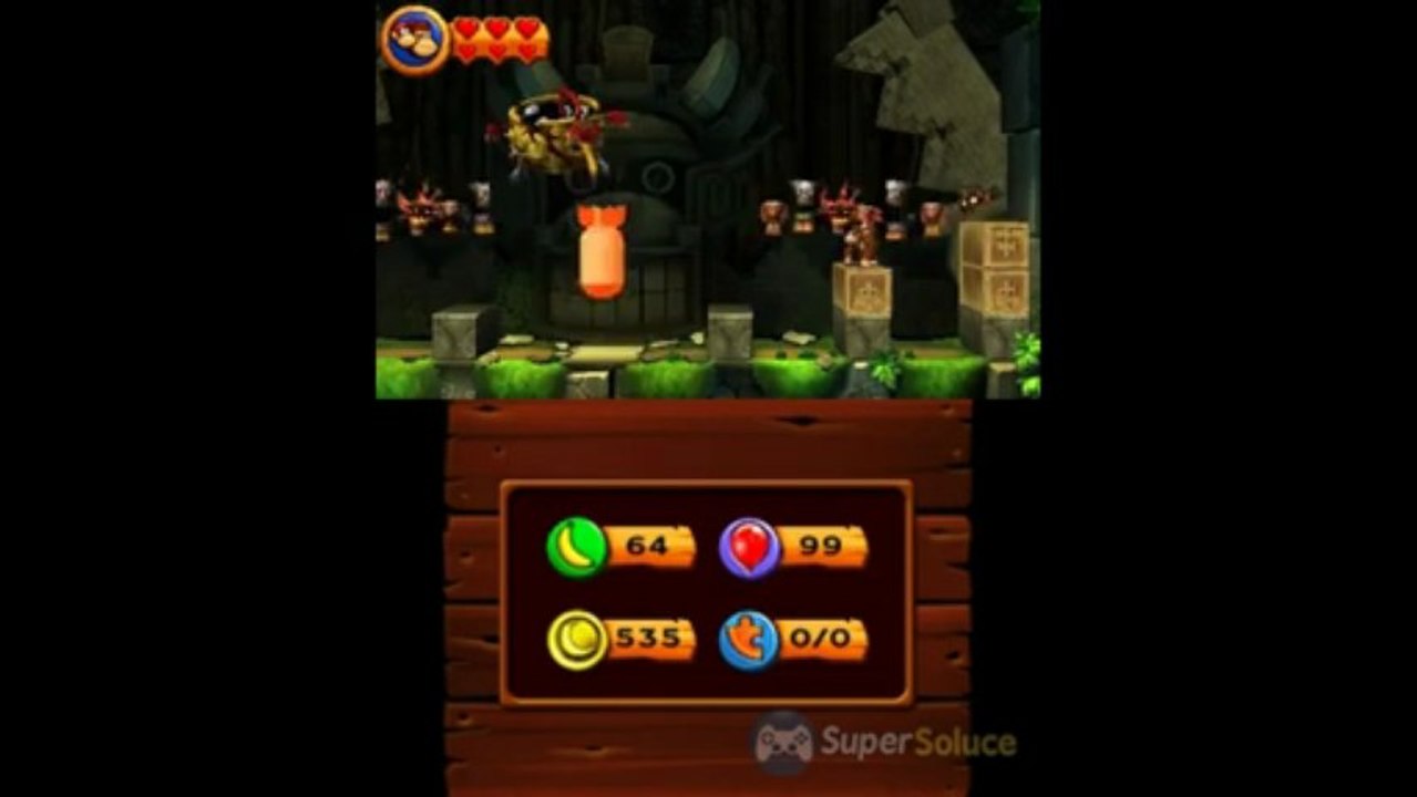 Soluce Donkey Kong Country Returns 3D : 3-B Piaf Explosif