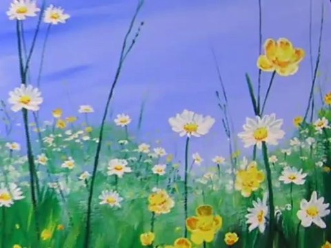 Champs de Marguerites - Olivier Lemennicier Artiste peintre sur toile, Peinture Acrylique - Vidéo