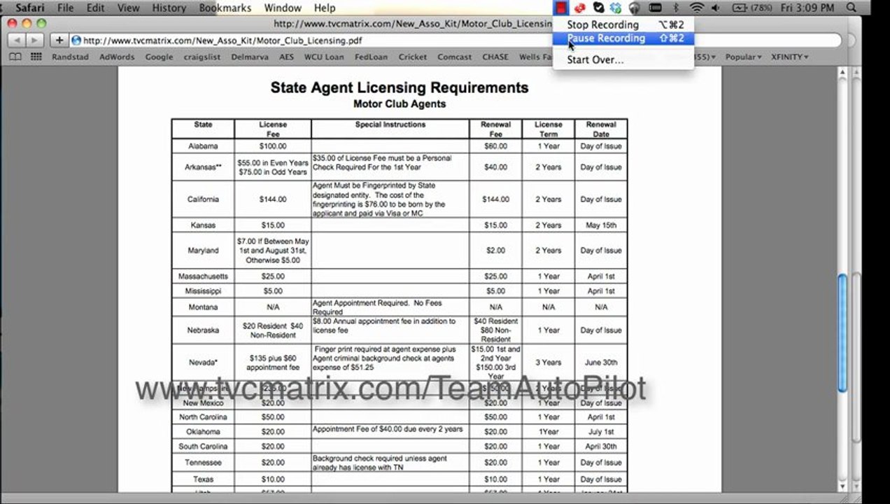 Motor Club Of America  Motor Club State License Requirement