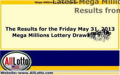 Mega Millions Lottery Drawing Results for May 31, 2013
