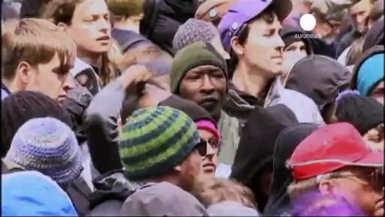 Manifestación ante el BCE por las políticas de austeridad