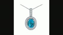 12ct Blue Topaz And Diamond Pendant In 14k White Gold Review