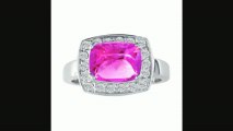 Breathtaking 2ct Cushion Pink Topaz And Diamond Ring, 14k White Gold Review