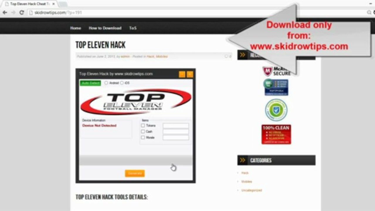 Top Eleven Hack Adder Generator Download 2013